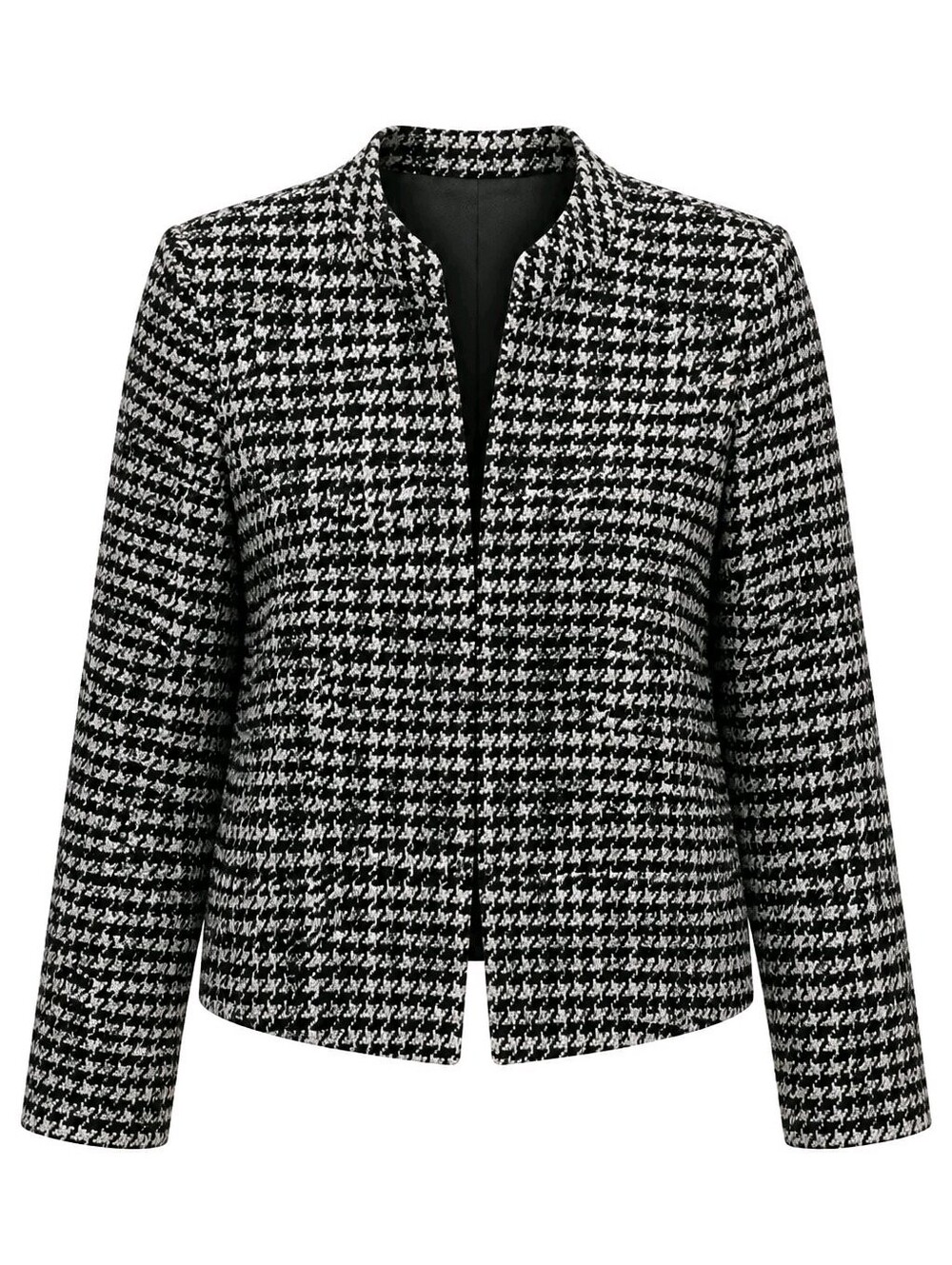 LAFAYETTE 148 Women's Black & White Knit Houndstooth Collarless Jacket Sz 14